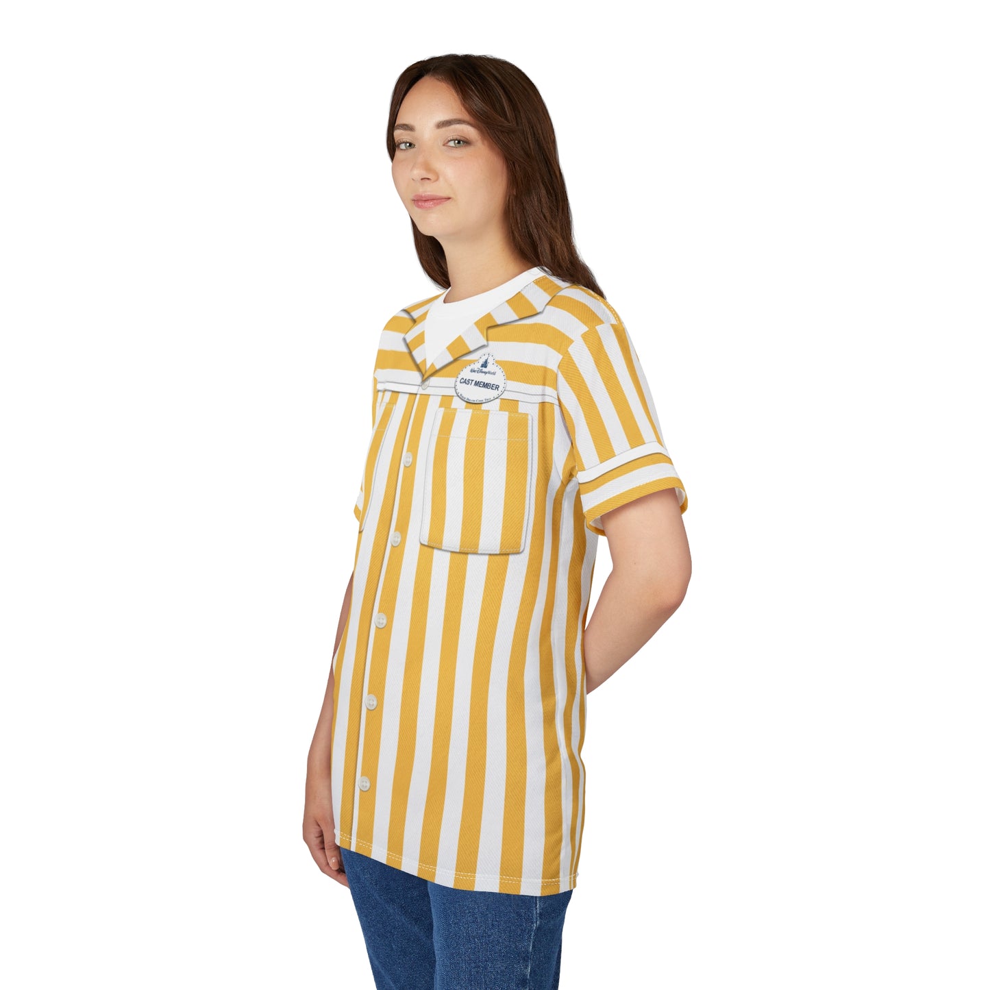 Disney Parking Cast Member Yellow Strip Shirt, Disney Cast Member Costume