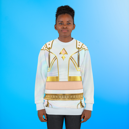 K-Pop White Golden Long Sleeve Cosplay, Kpop IdoI Girl Group Inspired Cosplay Costume