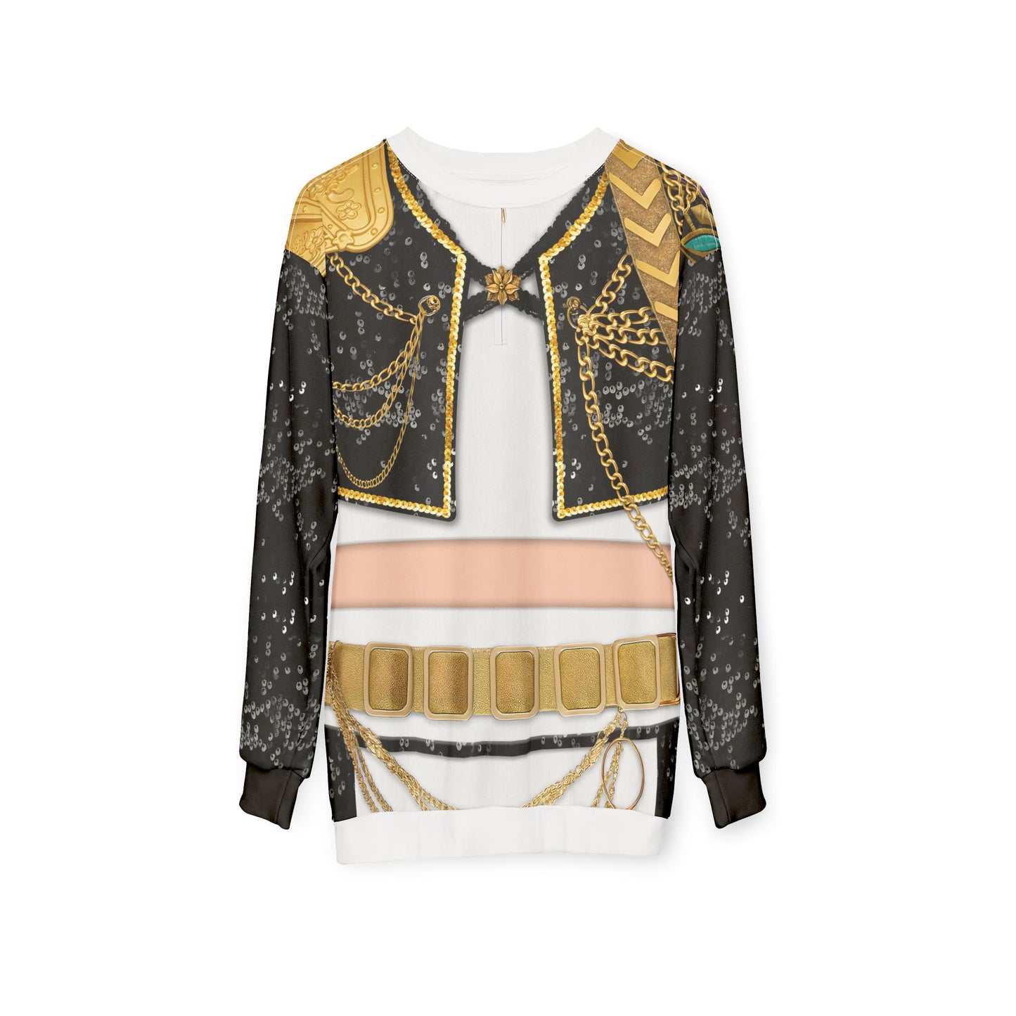 Kpop Black Gold Stage Performance Long Sleeve Cosplay, K-Pop IdoI Girl Group Inspired Costume