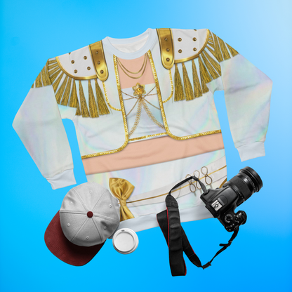 Korean Girl Group White Golden Long Sleeve Shirt, Kpop IdoI Girl Group Inspired Cosplay Costume