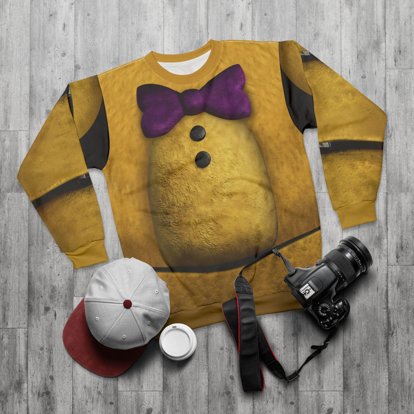 Freddy Animatronic Yellow Long Sleeve Cosplay, FNAF Character Inspired Costume