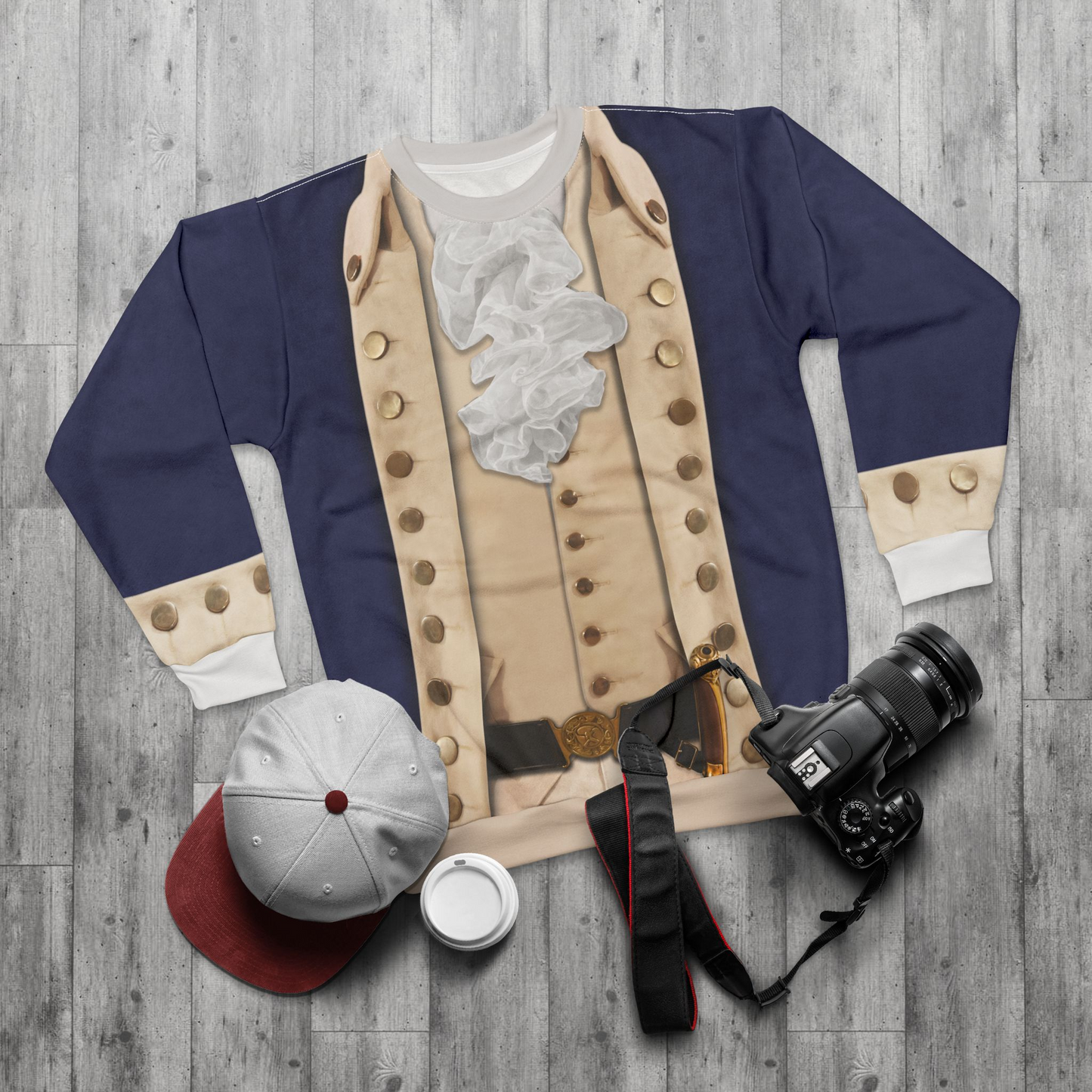 Alexander Military Blue Long Sleeve Shirt, Hamilton Musical Costume