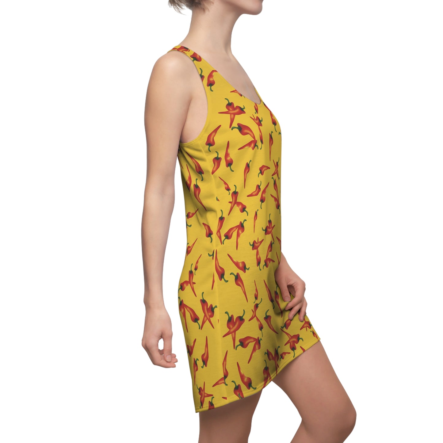 Gonzo Dress, The Puppet Show Aloha Dress, Yellow & Red Chili Pepper Hawaii Pattern, Hawaiian Dress, Cruise Skater Dress, Summer Beach Outfit