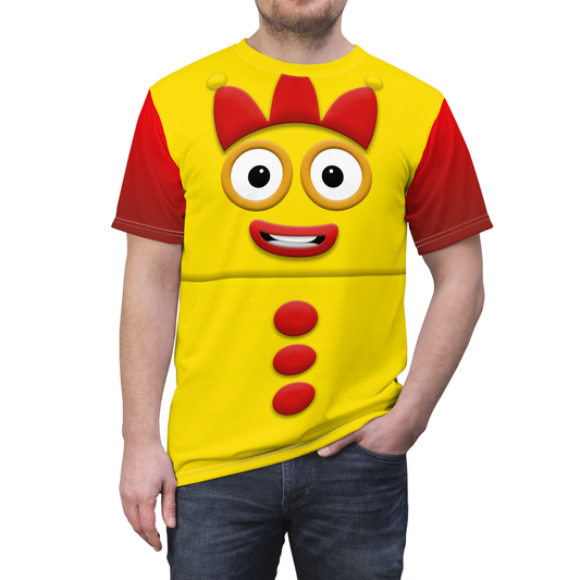 Number Three Yellow Blocks Shirt, Num Characters Costume