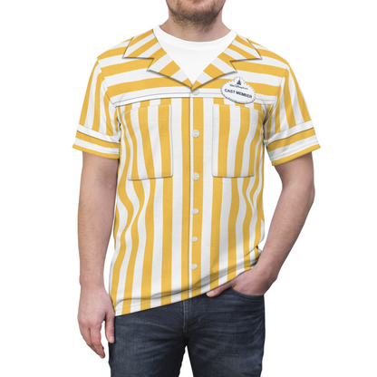 Disney Parking Cast Member Yellow Strip Shirt, Disney Cast Member Costume