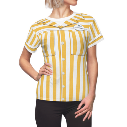 Disney Parking Cast Member Yellow Strip Shirt, Disney Cast Member Costume