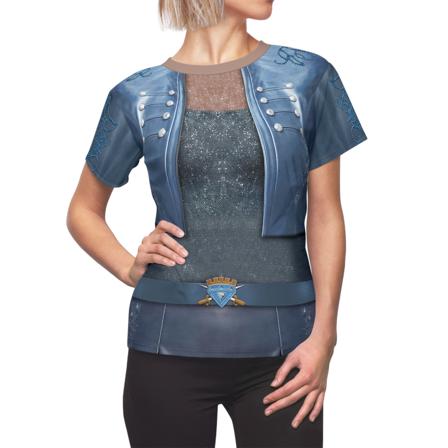 Chloe Charming Blue Jacket Women's Shirt, Descendants 5 Wicked Wonderland Costume