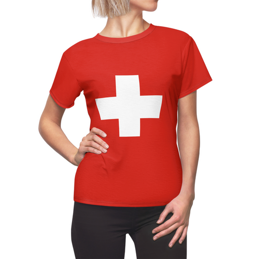 Switzerland Soccer 2026 Fan Women's Shirt, Retro Switzerland Flag Costume
