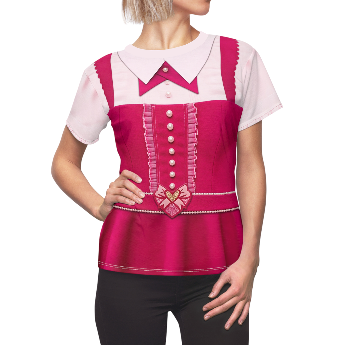 Princess Pink Women's Shirt, Descendants 5, Wicked Wonderland Costume, Musical Fantasy Cosplay, Pink Hearts of Wonderland, Auradon Outfit
