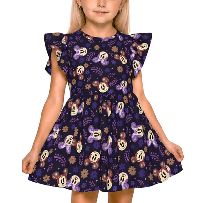 Mickey Minnie Head Girls Ruffle Dress, Mickey Minnie and Coco Pattern Costume