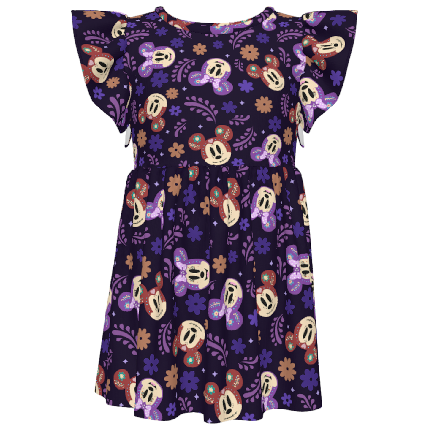 Mickey Minnie Head Girls Ruffle Dress, Mickey Minnie and Coco Pattern Costume