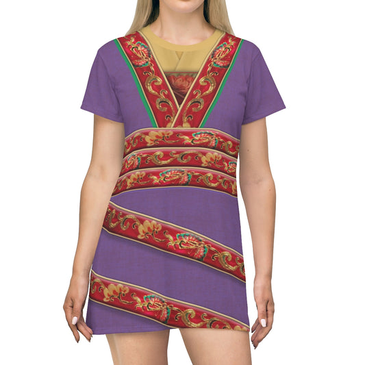 Mulan Purple Outfit Sleeve Dress, Mulan Live Action Costume