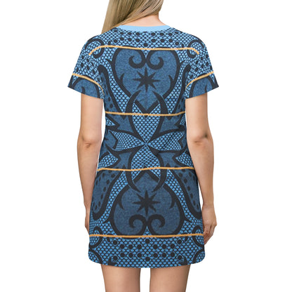 Royal Blue Basotho Short Sleeve Dress, Black Panther Costume