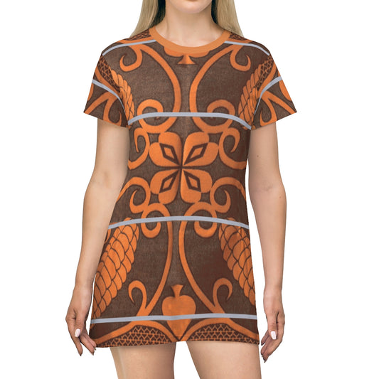 Brown and Orange Basotho Short Sleeve Dress, Black Panther Costume