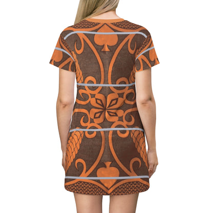 Brown and Orange Basotho Short Sleeve Dress, Black Panther Costume