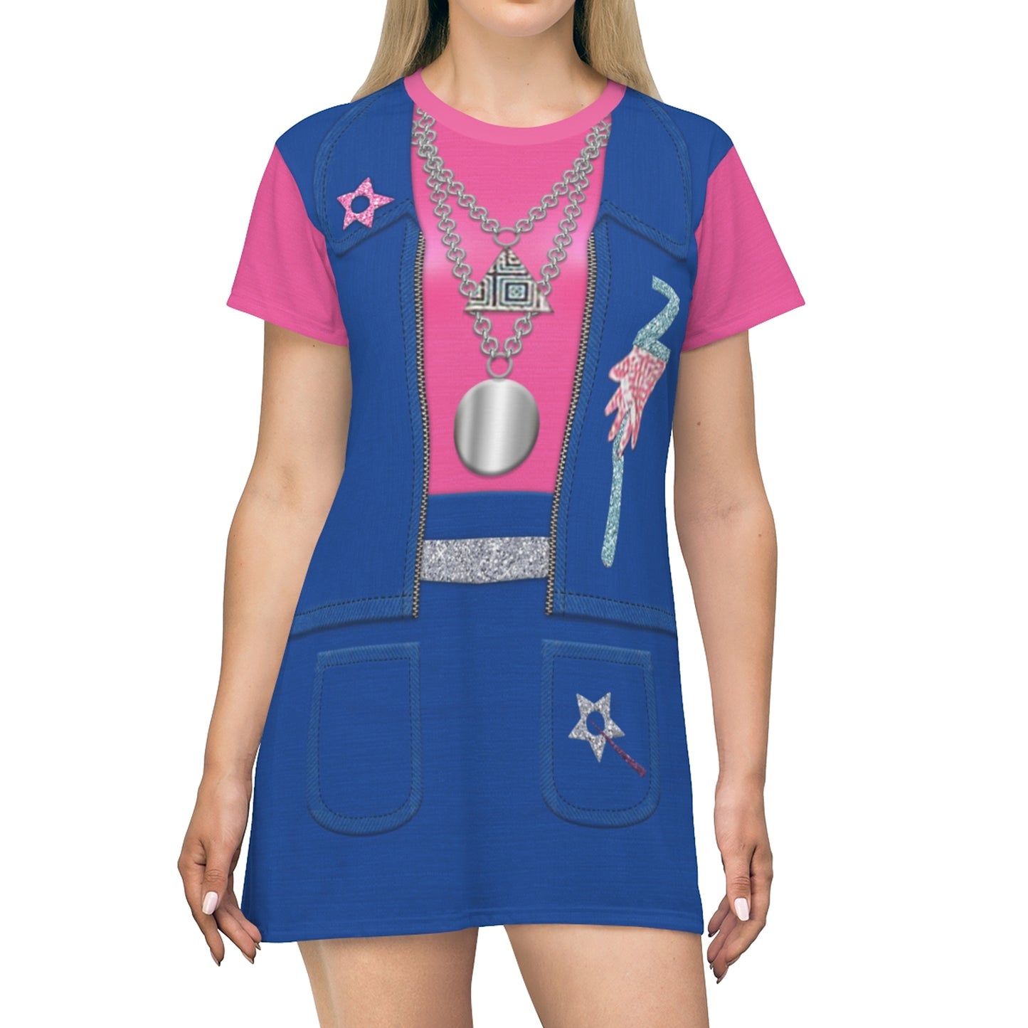 Zenon Kar Pink and Blue Sleeve Dress, Zenon Costume