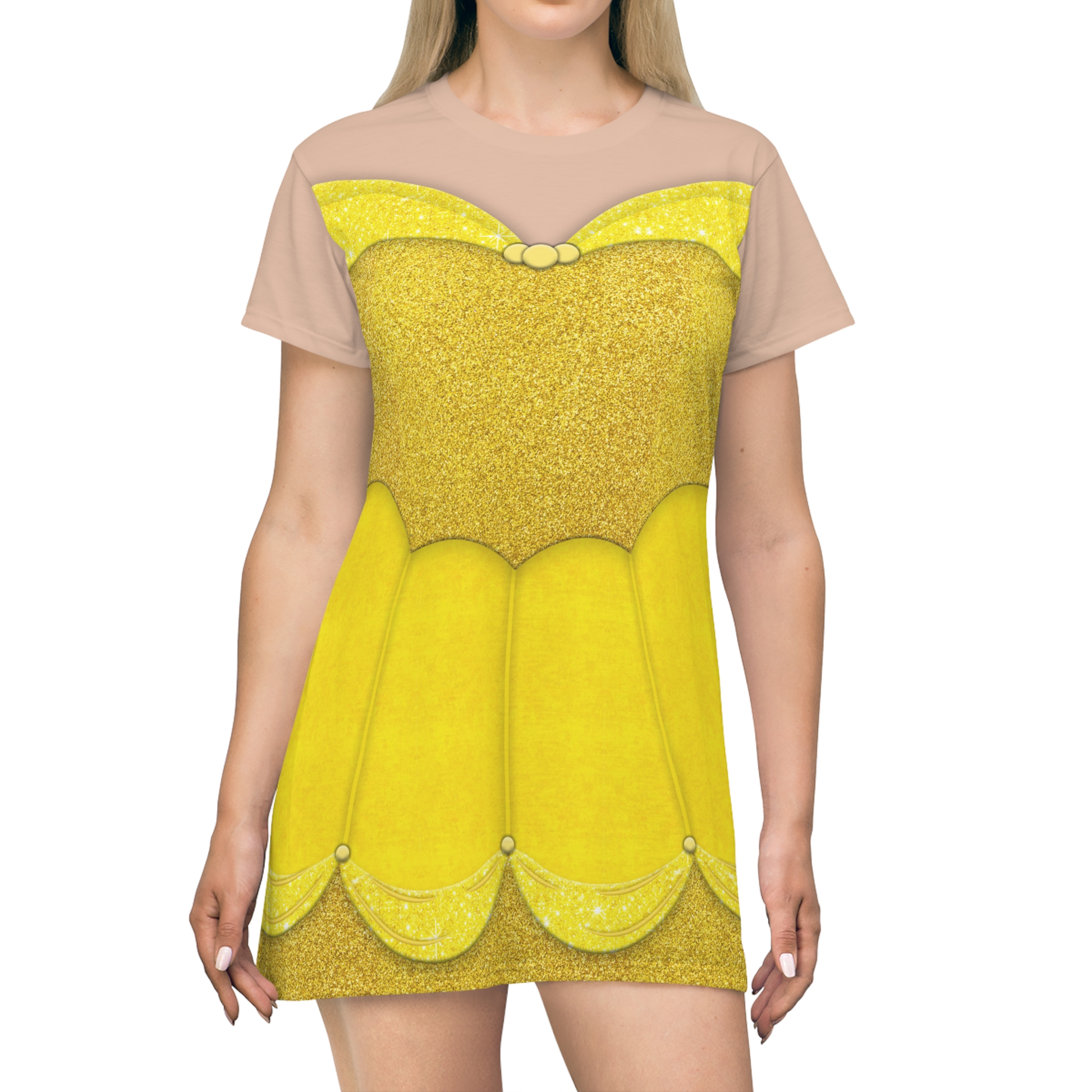 Belle Short Sleeve Dress, Beauty and the Beast Costume – EasyCosplayCostumes