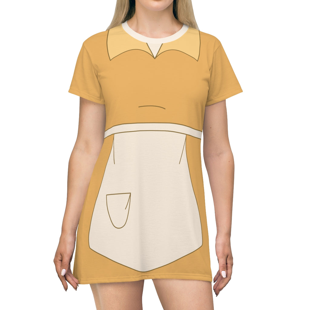 Tiana Yellow Waitress Short Sleeve Dress, Princess and the Frog Costume