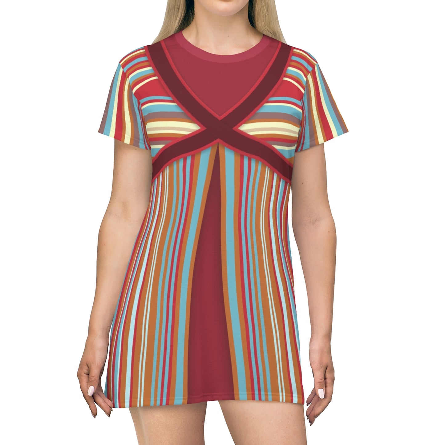 Wanda Retro Stripes Short Sleeve Dress, WandaVision TV Series Costume