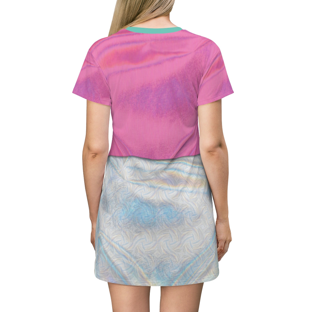 Zenon Kar Turquoise and Pink Short Sleeve Dress, Zenon Costume