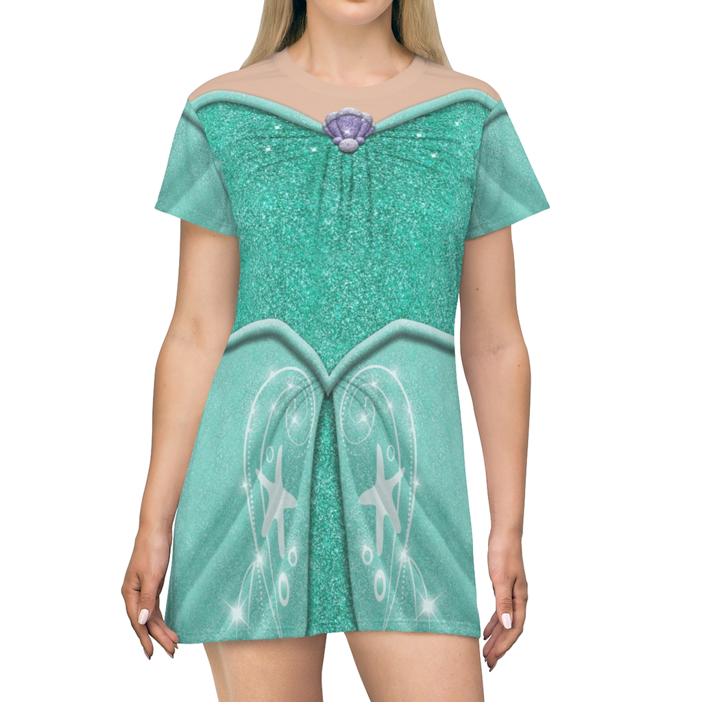 Ariel Green Short Sleeve Dress, The Little Mermaid Evening Costume