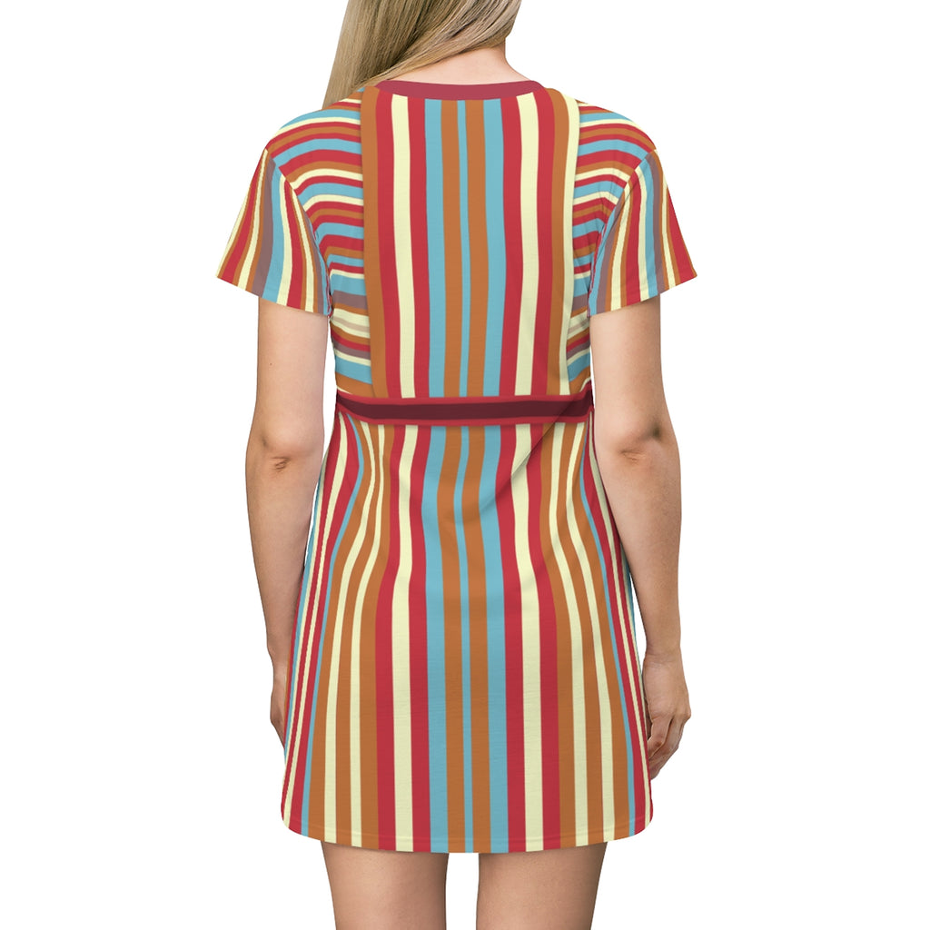 Wanda Retro Stripes Short Sleeve Dress, WandaVision TV Series Costume