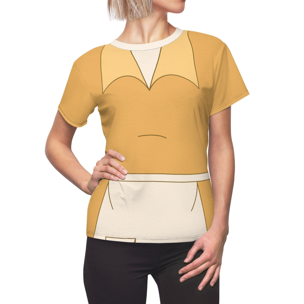 Tiana Yellow Waitress Uniform Women Shirt, Princess and the Frog Costume